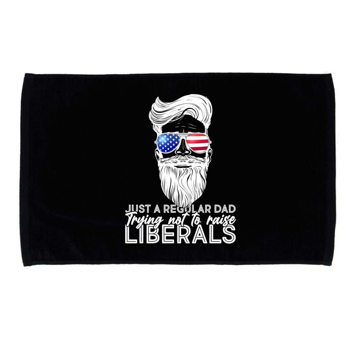 Just A Regular Dad Trying Not To Raise Liberals Hipster Dad Microfiber Hand Towel