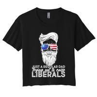 Just A Regular Dad Trying Not To Raise Liberals Hipster Dad Crop Top