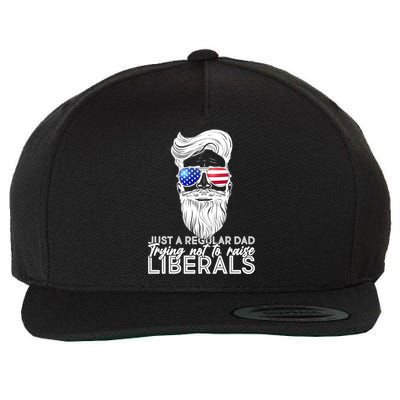 Just A Regular Dad Trying Not To Raise Liberals Hipster Dad Wool Snapback Cap