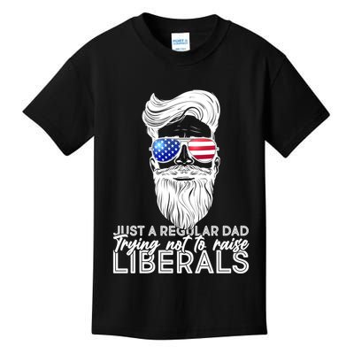 Just A Regular Dad Trying Not To Raise Liberals Hipster Dad Kids T-Shirt
