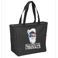 Just A Regular Dad Trying Not To Raise Liberals Hipster Dad Zip Tote Bag