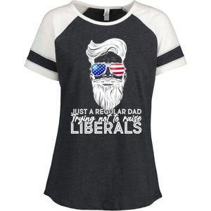 Just A Regular Dad Trying Not To Raise Liberals Hipster Dad Enza Ladies Jersey Colorblock Tee