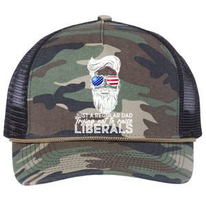 Just A Regular Dad Trying Not To Raise Liberals Hipster Dad Retro Rope Trucker Hat Cap