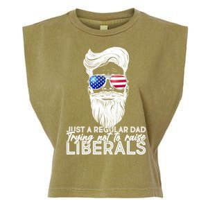 Just A Regular Dad Trying Not To Raise Liberals Hipster Dad Garment-Dyed Women's Muscle Tee