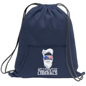 Just A Regular Dad Trying Not To Raise Liberals Hipster Dad Sweatshirt Cinch Pack Bag