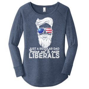 Just A Regular Dad Trying Not To Raise Liberals Hipster Dad Women's Perfect Tri Tunic Long Sleeve Shirt