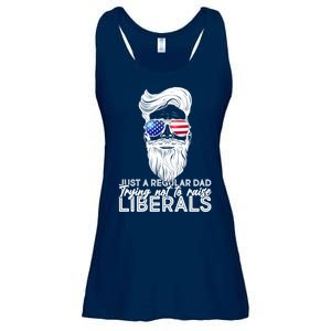 Just A Regular Dad Trying Not To Raise Liberals Hipster Dad Ladies Essential Flowy Tank