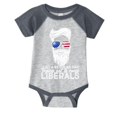 Just A Regular Dad Trying Not To Raise Liberals Hipster Dad Infant Baby Jersey Bodysuit