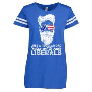 Just A Regular Dad Trying Not To Raise Liberals Hipster Dad Enza Ladies Jersey Football T-Shirt