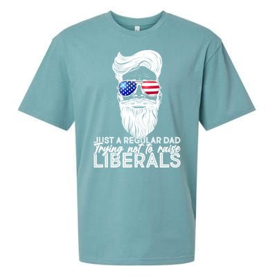 Just A Regular Dad Trying Not To Raise Liberals Hipster Dad Sueded Cloud Jersey T-Shirt