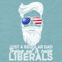 Just A Regular Dad Trying Not To Raise Liberals Hipster Dad Sueded Cloud Jersey T-Shirt