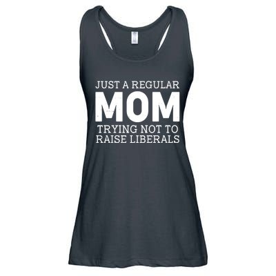 Just A Regular Mom Trying Not To Raise Liberals Ladies Essential Flowy Tank