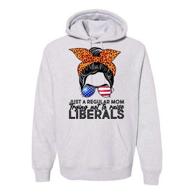 Just A Regular Mom Trying Not To Raise Liberals Hipster Mom Premium Hoodie