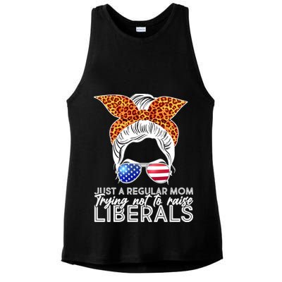 Just A Regular Mom Trying Not To Raise Liberals Hipster Mom Ladies PosiCharge Tri-Blend Wicking Tank