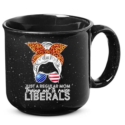 Just A Regular Mom Trying Not To Raise Liberals Hipster Mom 15oz Campfire Ceramic Mug