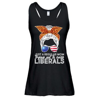 Just A Regular Mom Trying Not To Raise Liberals Hipster Mom Ladies Essential Flowy Tank