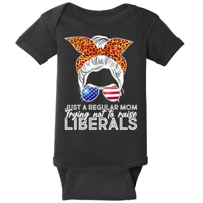 Just A Regular Mom Trying Not To Raise Liberals Hipster Mom Baby Bodysuit