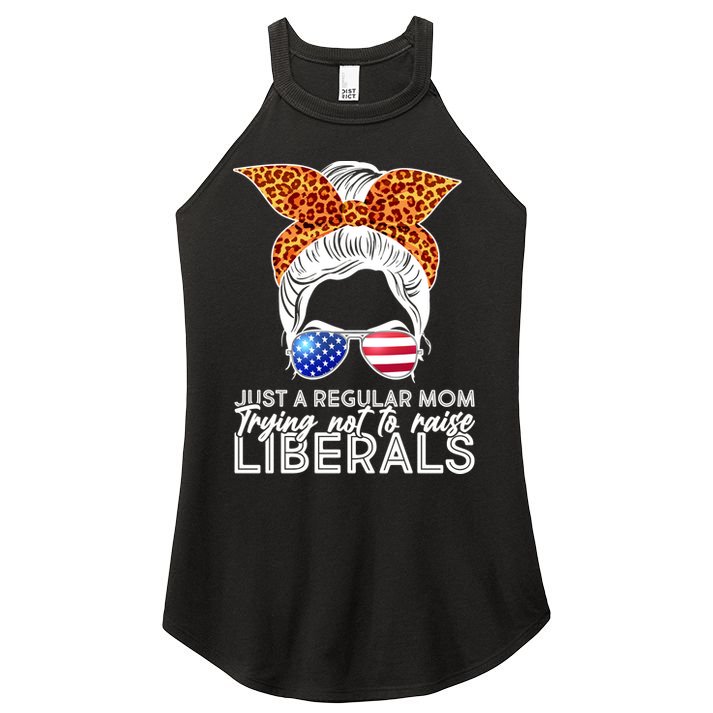 Just A Regular Mom Trying Not To Raise Liberals Hipster Mom Women's Perfect Tri Rocker Tank