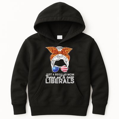 Just A Regular Mom Trying Not To Raise Liberals Hipster Mom Kids Hoodie