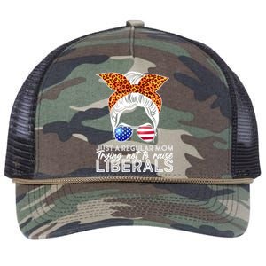 Just A Regular Mom Trying Not To Raise Liberals Hipster Mom Retro Rope Trucker Hat Cap