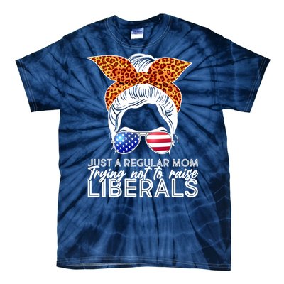 Just A Regular Mom Trying Not To Raise Liberals Hipster Mom Tie-Dye T-Shirt