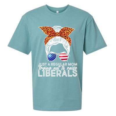 Just A Regular Mom Trying Not To Raise Liberals Hipster Mom Sueded Cloud Jersey T-Shirt