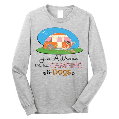 Just A Woman Who Loves Camping & Dogs Long Sleeve Shirt