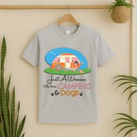 Just A Woman Who Loves Camping & Dogs T-Shirt