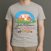 Just A Woman Who Loves Camping & Dogs T-Shirt