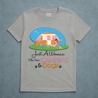 Just A Woman Who Loves Camping & Dogs T-Shirt