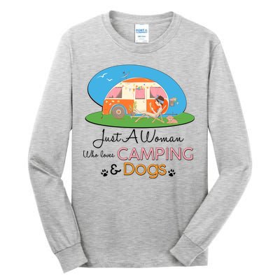 Just A Woman Who Loves Camping & Dogs Tall Long Sleeve T-Shirt