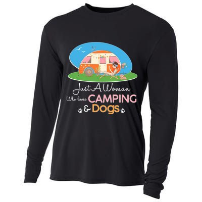 Just A Woman Who Loves Camping & Dogs Cooling Performance Long Sleeve Crew