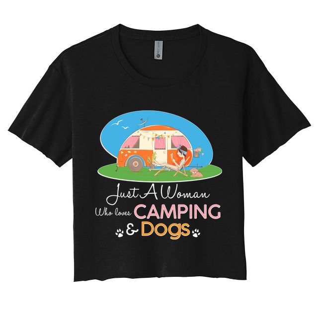 Just A Woman Who Loves Camping & Dogs Crop Top