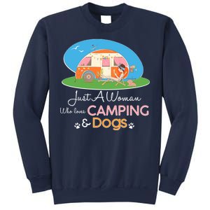 Just A Woman Who Loves Camping & Dogs Sweatshirt