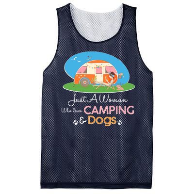 Just A Woman Who Loves Camping & Dogs Mesh Reversible Basketball Jersey Tank