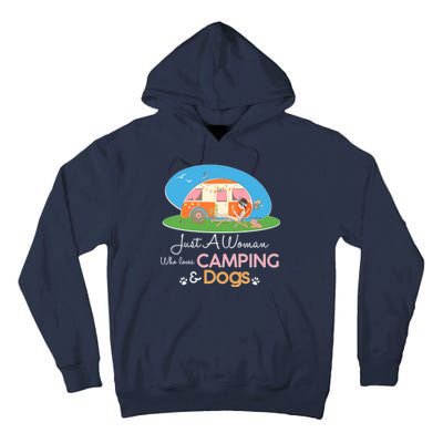 Just A Woman Who Loves Camping & Dogs Tall Hoodie