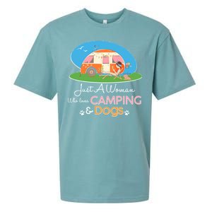 Just A Woman Who Loves Camping & Dogs Sueded Cloud Jersey T-Shirt