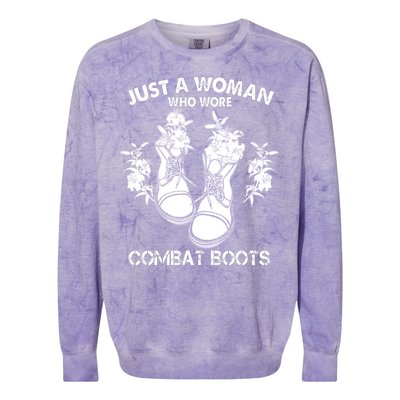 Just A Woman Who Wore Combat Boots Colorblast Crewneck Sweatshirt