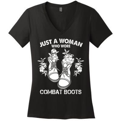Just A Woman Who Wore Combat Boots Women's V-Neck T-Shirt