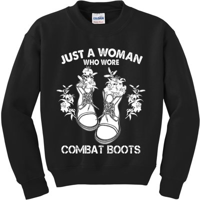 Just A Woman Who Wore Combat Boots Kids Sweatshirt
