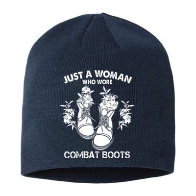 Just A Woman Who Wore Combat Boots Sustainable Beanie