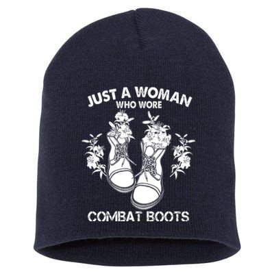 Just A Woman Who Wore Combat Boots Short Acrylic Beanie