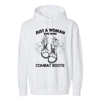 Just A Woman Who Wore Combat Boots Garment-Dyed Fleece Hoodie