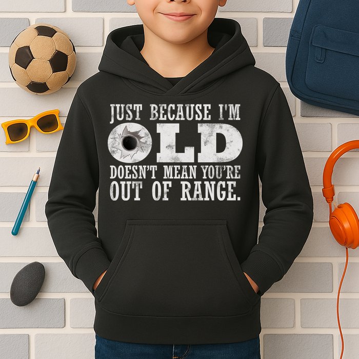 Just Because I'm Old Doesn't Mean Your Out Of Range Kids Hoodie