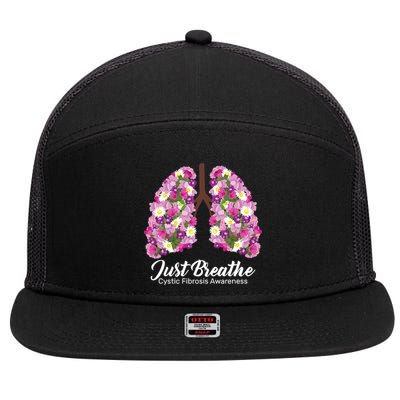 Just Breathe Cystic Fibrosis Awareness 7 Panel Mesh Trucker Snapback Hat