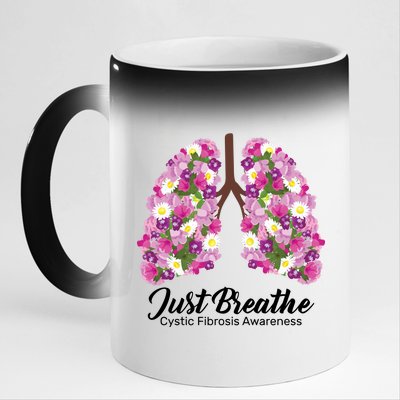 Just Breathe Cystic Fibrosis Awareness 11oz Black Color Changing Mug