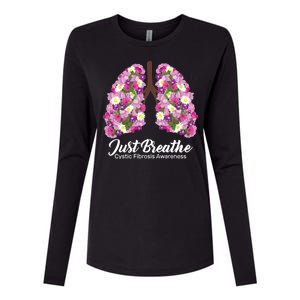 Just Breathe Cystic Fibrosis Awareness Womens Cotton Relaxed Long Sleeve T-Shirt