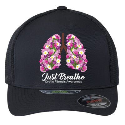 Just Breathe Cystic Fibrosis Awareness Flexfit Unipanel Trucker Cap