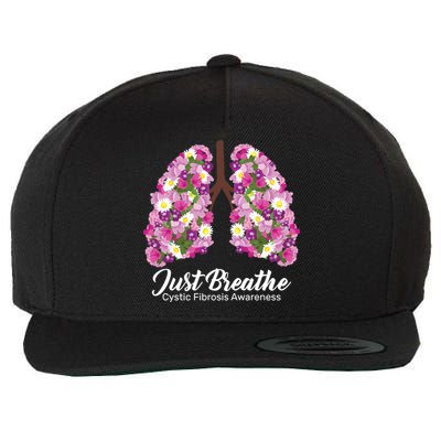 Just Breathe Cystic Fibrosis Awareness Wool Snapback Cap