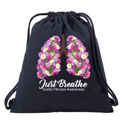 Just Breathe Cystic Fibrosis Awareness Drawstring Bag